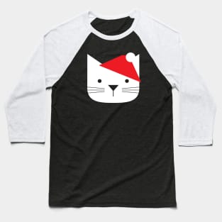 Santa Cat (Whiskery) Baseball T-Shirt